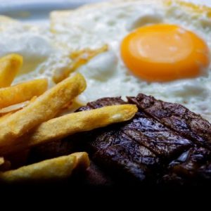 Steak, Egg and Chips