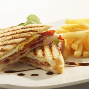 Toasted Bacon & Cheese Served with Chips